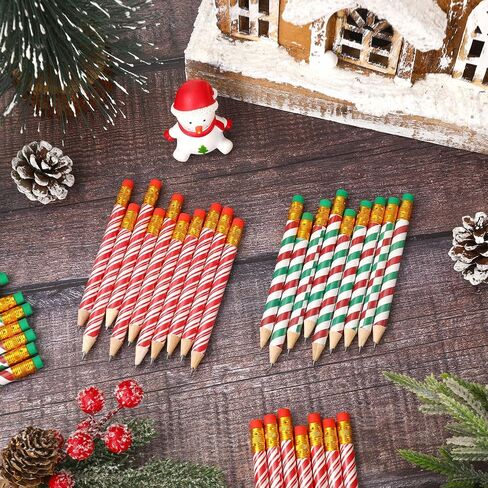 50pcs عيد الميلاد قلم رصاص قصير مع ممحاة 4 في شريط أخضر أحمر كتابة قلم رصاص الخشب عيد الميلاد نصف القلم الرصاص لفصول الطبقة القرطاسية الهدية in Saudi Arabia