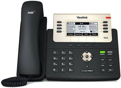 Yealink SIP-T27G IP Phone, 6 Lines. 3.66-Inch Graphical Display. USB 2.0, Dual-Port Gigabit Ethernet, 802.3af PoE, Power Adapter Not Included (Renewed) in Saudi Arabia