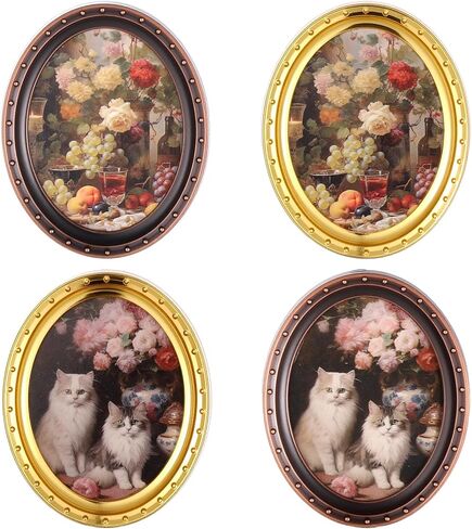 4 Pcs Miniature Dollhouse Accessories, Miniature Dollhouse Picture Frames, Victorian Baroque Wall Decor, 4pcs Tiny Frames with 4 Miniature Pictures Set for Dollhouse Miniatures Décor in Saudi Arabia