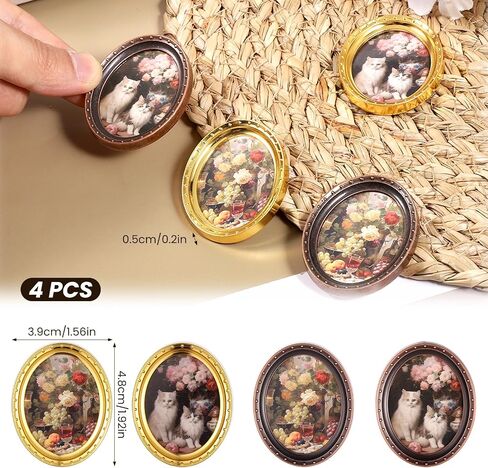 4 Pcs Miniature Dollhouse Accessories, Miniature Dollhouse Picture Frames, Victorian Baroque Wall Decor, 4pcs Tiny Frames with 4 Miniature Pictures Set for Dollhouse Miniatures Décor in Saudi Arabia
