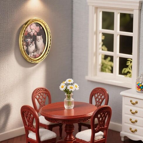 4 Pcs Miniature Dollhouse Accessories, Miniature Dollhouse Picture Frames, Victorian Baroque Wall Decor, 4pcs Tiny Frames with 4 Miniature Pictures Set for Dollhouse Miniatures Décor in Saudi Arabia