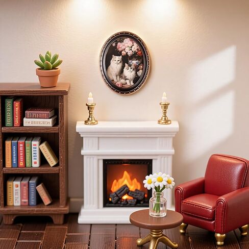 4 Pcs Miniature Dollhouse Accessories, Miniature Dollhouse Picture Frames, Victorian Baroque Wall Decor, 4pcs Tiny Frames with 4 Miniature Pictures Set for Dollhouse Miniatures Décor in Saudi Arabia