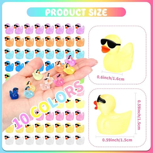 Liliful 150 Pcs Luminous Mini Resin Ducks Bulk Glow in The Dark Tiny Ducks with Sunglasses Miniature Figures Fairies Mini Garden Landscape Aquarium Dollhouse Ornament for DIY Crafts Decor(150 Pcs) in Saudi Arabia