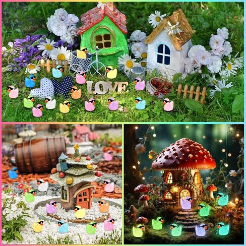 Liliful 150 Pcs Luminous Mini Resin Ducks Bulk Glow in The Dark Tiny Ducks with Sunglasses Miniature Figures Fairies Mini Garden Landscape Aquarium Dollhouse Ornament for DIY Crafts Decor(150 Pcs) in Saudi Arabia