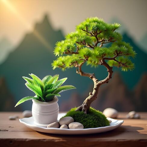 Dollhouse Plant Miniature Bonsai Plant ، Mini Plant Plant Flower Model Ornament Dollhouse Furniture Toy ، DIY Micro Scene Decor in Saudi Arabia