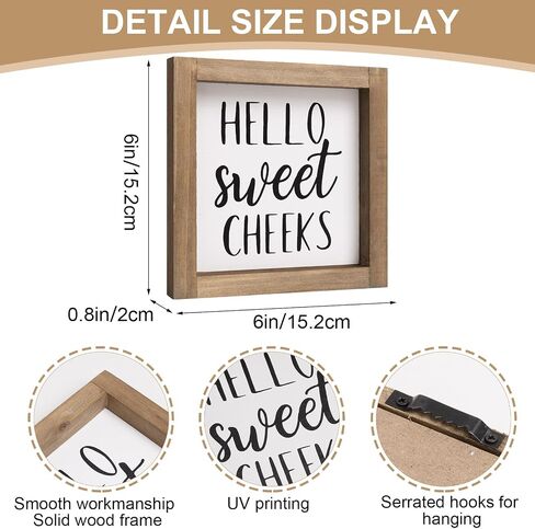 flangairy Funny Bathroom Sign Wall Decor, Wood Would Poop Here Again Sign, Humor Half Bath Restroom Toilet Shelf Art Decorations Accessories in Kuwait