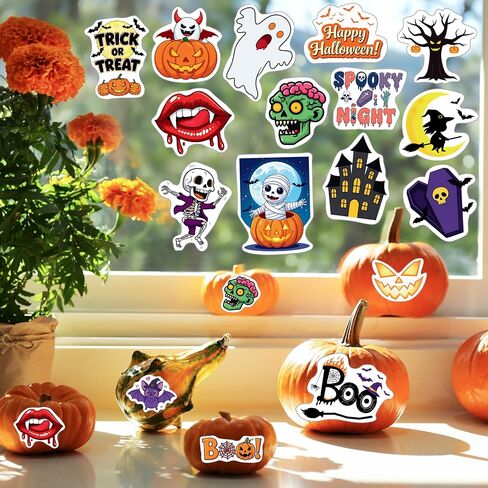 ملصقات عيد الهالوين - 50pcs الحفلات الهالوين تفضل زخارف الخدعة أو تعامل لوازم الحفلات الإكسسوارات ديكور مقاوم للماء الفكرة الفكرة in Kuwait