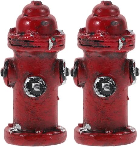 Kisangel 2Pcs Miniature Resin Fire Hydrant, Dollhouse Cake Topper Photography Prop for Home Firefighter Theme Ornament in Saudi Arabia
