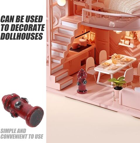 Kisangel 2Pcs Miniature Resin Fire Hydrant, Dollhouse Cake Topper Photography Prop for Home Firefighter Theme Ornament in Saudi Arabia