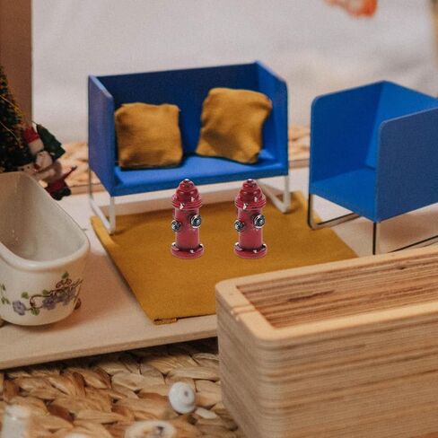 Kisangel 2Pcs Miniature Resin Fire Hydrant, Dollhouse Cake Topper Photography Prop for Home Firefighter Theme Ornament in Saudi Arabia