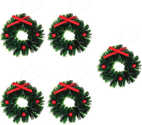 Housoutil مصغرة الزخارف أكاليل عيد الميلاد الاصطناعية الحلي ، 5pcs الزهور الصغيرة دمية الزهر ، 4 سم شجرة عيد الميلاد معلقة لمزرعة الديكور دمية شجرة عيد الميلاد والخزانة ديكور in Saudi Arabia