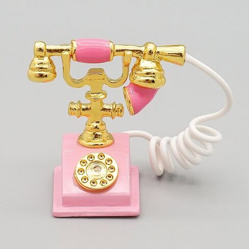Odoria 1/12 Miniature Rotary Telephone Dollhouse Decoration Accessories, Pink in Kuwait