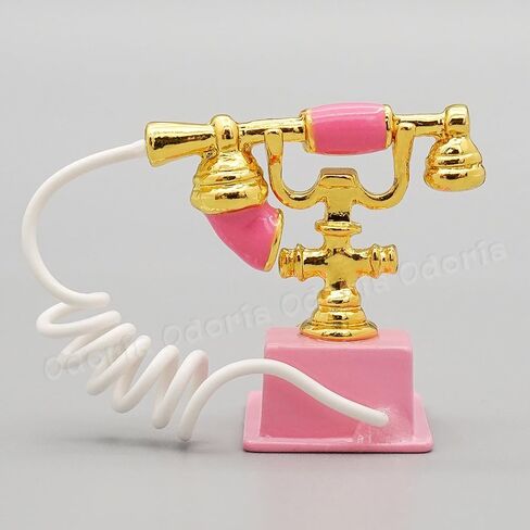 Odoria 1/12 Miniature Rotary Telephone Dollhouse Decoration Accessories, Pink in Kuwait