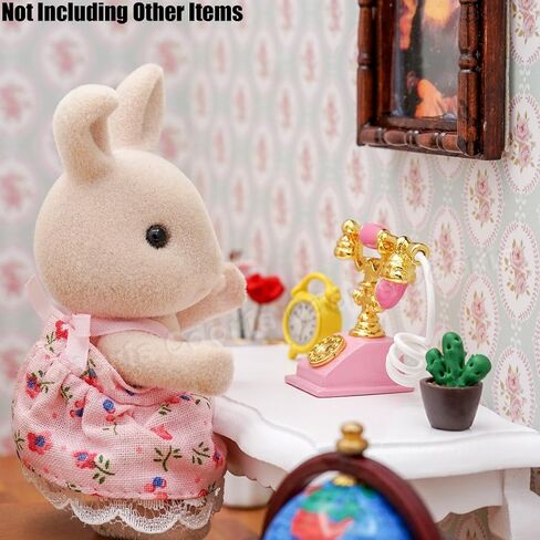 Odoria 1/12 Miniature Rotary Telephone Dollhouse Decoration Accessories, Pink in Kuwait