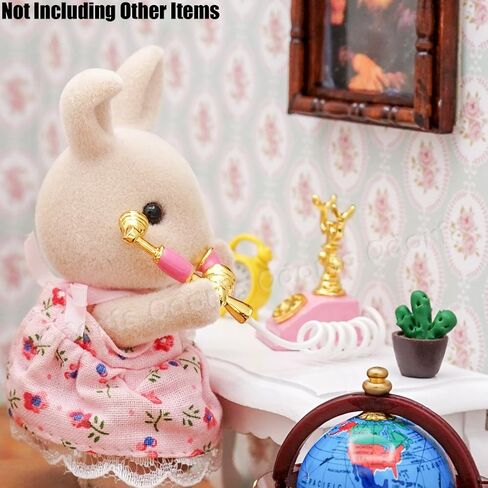 Odoria 1/12 Miniature Rotary Telephone Dollhouse Decoration Accessories, Pink in Kuwait