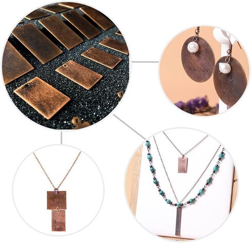 Akhat 24pcs العتيقة النحاس الأحمر النحاس الفارغ ختم المعلقات المصنوعة يدويا الصياغة الإكسسوارات اللوازم لتوفير علامات ختم المجوهرات المعدنية (النحاس الأحمر العتيقة) in Kuwait