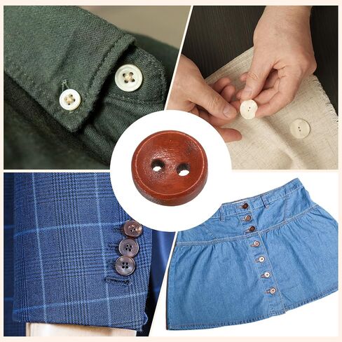 HARFINGTON 30pcs 36L Wooden Sewing Button 7/8"(23mm) 2 Holes Wood Round Craft Replacement Buttons for Clothing DIY Crafts Decoration, Medium Brown in Saudi Arabia