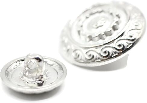Flat Silver Metal Shank Buttons - 12 Pcs - 2 Size Options - Luxury Floral Round Wave Metal Shank Buttons for Men Women Blazer Coat Uniform Shirt Suit and Jacket Sewing Craft DIY N9701 in Saudi Arabia