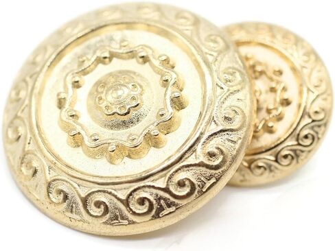 Flat Silver Metal Shank Buttons - 12 Pcs - 2 Size Options - Luxury Floral Round Wave Metal Shank Buttons for Men Women Blazer Coat Uniform Shirt Suit and Jacket Sewing Craft DIY N9701 in Saudi Arabia