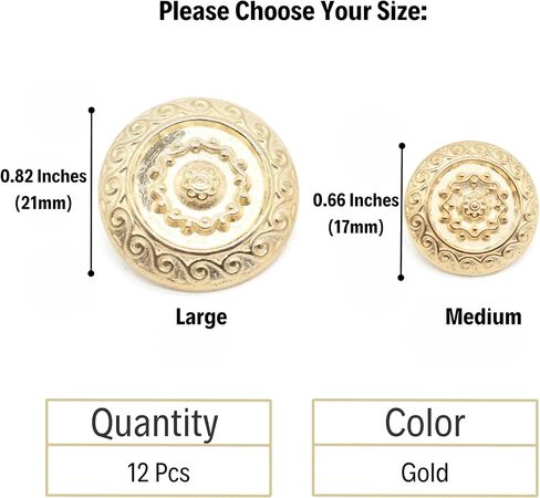 Flat Silver Metal Shank Buttons - 12 Pcs - 2 Size Options - Luxury Floral Round Wave Metal Shank Buttons for Men Women Blazer Coat Uniform Shirt Suit and Jacket Sewing Craft DIY N9701 in Saudi Arabia