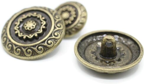 Flat Silver Metal Shank Buttons - 12 Pcs - 2 Size Options - Luxury Floral Round Wave Metal Shank Buttons for Men Women Blazer Coat Uniform Shirt Suit and Jacket Sewing Craft DIY N9701 in Saudi Arabia