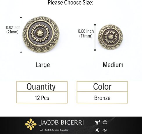 Flat Silver Metal Shank Buttons - 12 Pcs - 2 Size Options - Luxury Floral Round Wave Metal Shank Buttons for Men Women Blazer Coat Uniform Shirt Suit and Jacket Sewing Craft DIY N9701 in Saudi Arabia