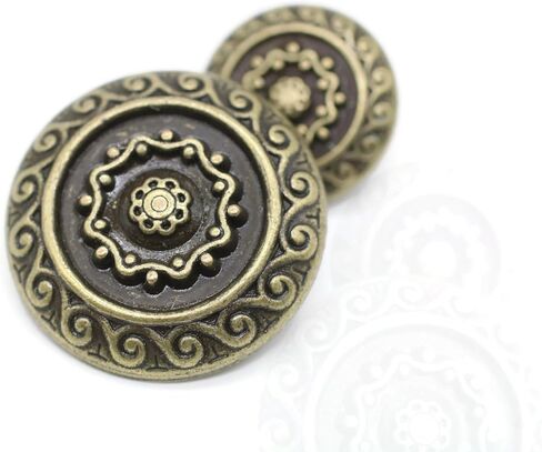 Flat Silver Metal Shank Buttons - 12 Pcs - 2 Size Options - Luxury Floral Round Wave Metal Shank Buttons for Men Women Blazer Coat Uniform Shirt Suit and Jacket Sewing Craft DIY N9701 in Saudi Arabia