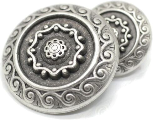 Flat Silver Metal Shank Buttons - 12 Pcs - 2 Size Options - Luxury Floral Round Wave Metal Shank Buttons for Men Women Blazer Coat Uniform Shirt Suit and Jacket Sewing Craft DIY N9701 in Saudi Arabia