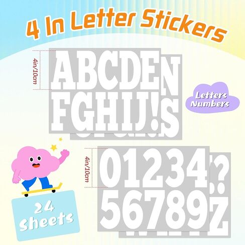 24 Sheets Letter Stickers Large 252 PCS Bulletin Board Letters Alphabet Number Stickers Vinyl Self Adhesive Stick on Letters for Poster Bulletin Board Mailbox Craft Classroom Home Decor(Black,4 Inch) in Saudi Arabia