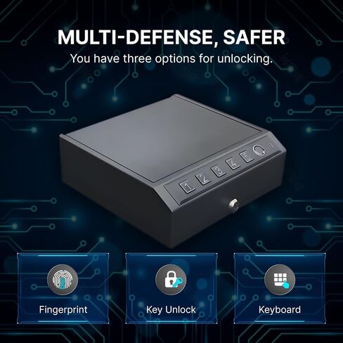 3-way فتح مسدس Biometric Safe-بصمات الأصابع ، دبوس رقمي ومسدس الوصول إلى المفتاح مع التنبيه ، مربع أمان المسدس المحمول للسيارة ، السيارة ، المنزل in Saudi Arabia