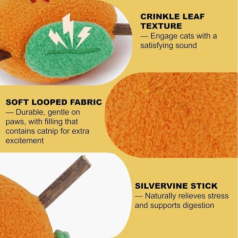 Zeze Natural Catnip Caty Toy ، موضوع برتقالي ، عصا Silvervine لتنظيف أسنان القطط ، القلق الهادئ والتوتر ، لعبة الأسنان العدوانية in Kuwait