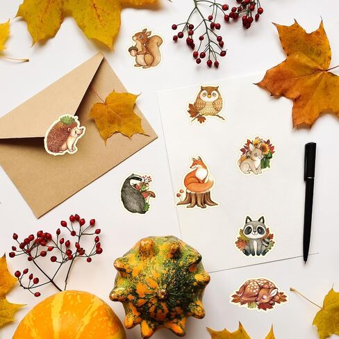 1000 PCS Fall Woodland Animal Stickers Roll Forest Forest Animals Self Reshesive Deacals Seals Seals Seals Most in Saudi Arabia