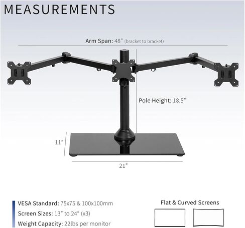 Black Triple Stand can Hold 3 Screens, up to 24 inches in Saudi Arabia