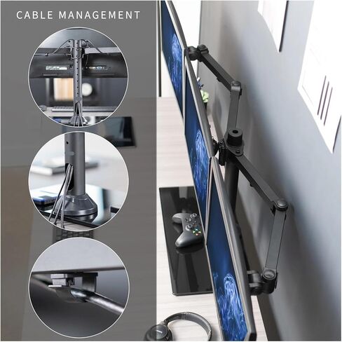 Black Triple Stand can Hold 3 Screens, up to 24 inches in Saudi Arabia
