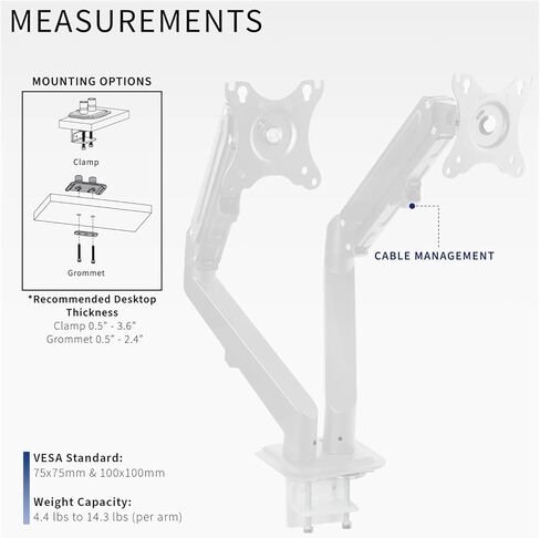 White Dual 17 "to 27" مراقب الكمبيوتر المتوازن - in Saudi Arabia