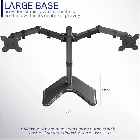 Black Dual Monitor Stand with Desktop Mount, can Hold up to 27-inch Screen in Saudi Arabia