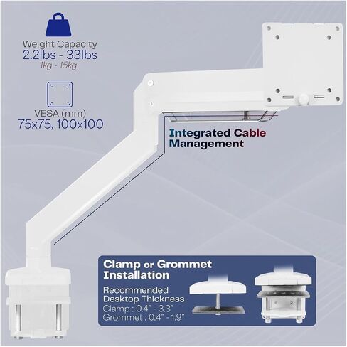 White Single Pneumatic Convenient Desktop Stand, Suitable for 49 inches in Saudi Arabia