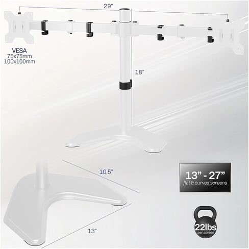 White Dual Monitor Desk Stand, can Hold up to 27-inch Computer Screen in Saudi Arabia