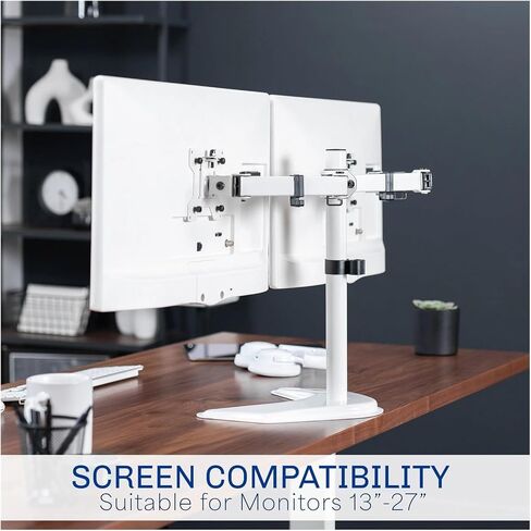 White Dual Monitor Desk Stand, can Hold up to 27-inch Computer Screen in Saudi Arabia