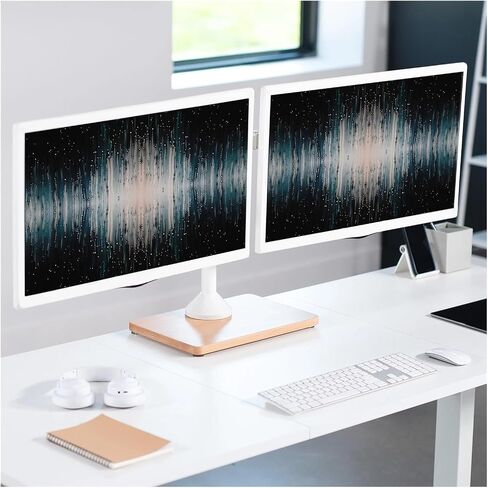 Dual Monitor Adjustable Stand with Base, Suitable for Computer Screens Under 32 inches - in Saudi Arabia