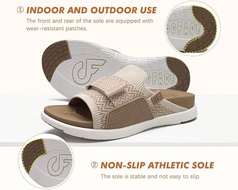 COFACE Women’s Orthotic Sandals Comfortable Plantar Fasciitis Arch Support Sandal Slippers Ladies Fashion Fabric Kint Slides Sandals with Lightweight Athletic Soft Cushion Footbed (US Size 5-11) in Kuwait