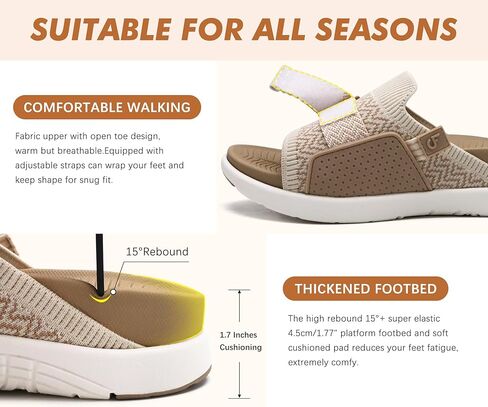 COFACE Women’s Orthotic Sandals Comfortable Plantar Fasciitis Arch Support Sandal Slippers Ladies Fashion Fabric Kint Slides Sandals with Lightweight Athletic Soft Cushion Footbed (US Size 5-11) in Kuwait