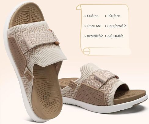 COFACE Women’s Orthotic Sandals Comfortable Plantar Fasciitis Arch Support Sandal Slippers Ladies Fashion Fabric Kint Slides Sandals with Lightweight Athletic Soft Cushion Footbed (US Size 5-11) in Kuwait