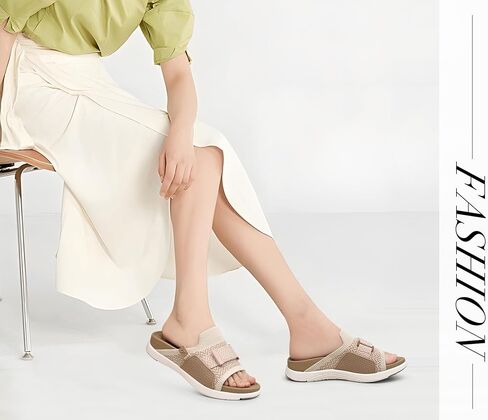 COFACE Women’s Orthotic Sandals Comfortable Plantar Fasciitis Arch Support Sandal Slippers Ladies Fashion Fabric Kint Slides Sandals with Lightweight Athletic Soft Cushion Footbed (US Size 5-11) in Kuwait