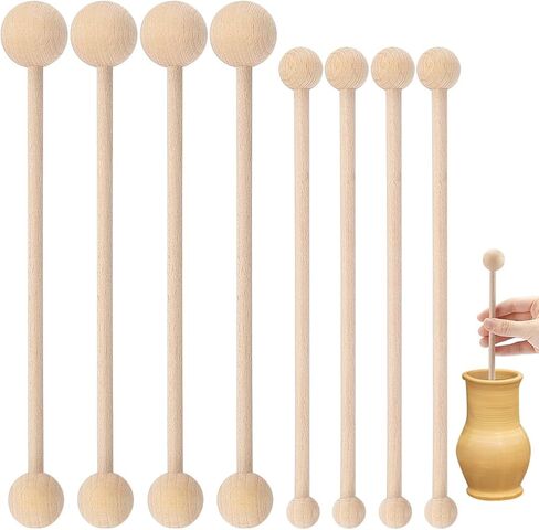 Benecreat 8pcs عصا رمي الخشبية ، أدوات رمي ​​الفخار ، أدوات تنقيط صب الطين لانتقاد وعاء السيراميك ، تشكيل الفخار ورمي الطين in Saudi Arabia