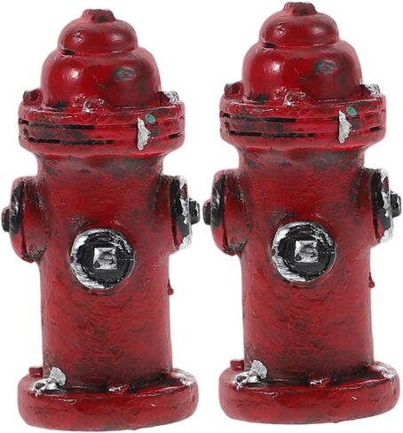 Toyvian 2pcs Mini Resin Fire Hydrant Statues Unique Dollhouse Decor for Firefighter Themes for Photography Props and Cake Decorations in Saudi Arabia