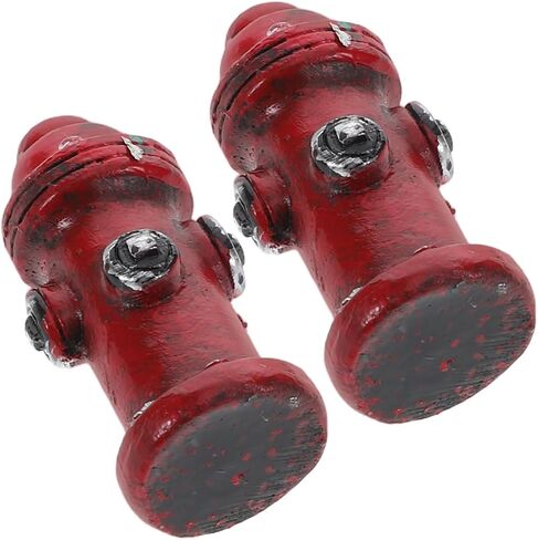 Toyvian 2pcs Mini Resin Fire Hydrant Statues Unique Dollhouse Decor for Firefighter Themes for Photography Props and Cake Decorations in Saudi Arabia