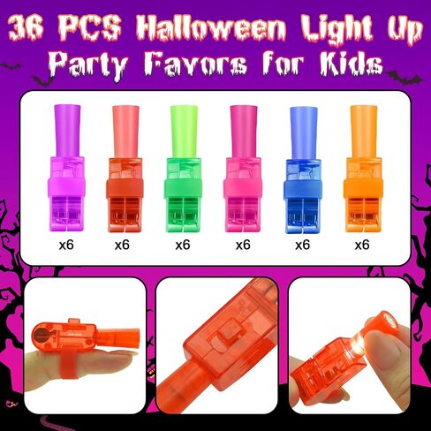 36PCS Halloween Party Favors for Kids, Light Up LED Finger Lights Toys Goodie Bag Fillers Treats Glow In The Dark Toy Favors Bulk for Halloween Toys Party Classroom Prizes Trick or Treats Gifts in Kuwait