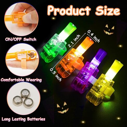 36PCS Halloween Party Favors for Kids, Light Up LED Finger Lights Toys Goodie Bag Fillers Treats Glow In The Dark Toy Favors Bulk for Halloween Toys Party Classroom Prizes Trick or Treats Gifts in Kuwait