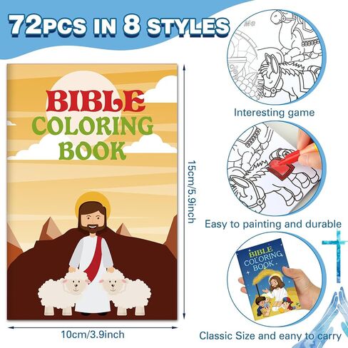 Fulmoon 144 Pcs Christmas Christian Mini Coloring Books for Kids Bible Verse Religious Party Favors Coloring Books with Crayons Nativity Small Religious Gifts Bulk for Xmas Party Favors Holiday Easter in Saudi Arabia